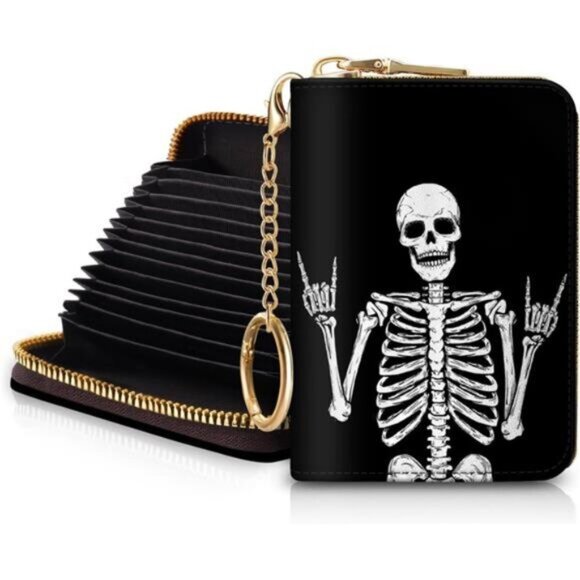 RFID Credit Card Holder Wallets for Women, Skull Skeleton 156 - Picture 1 of 6